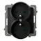 AS Double socket with grounding and current path shutters, black metallic