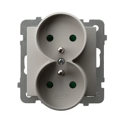 AS Double socket with grounding and current path shutters, cashmere