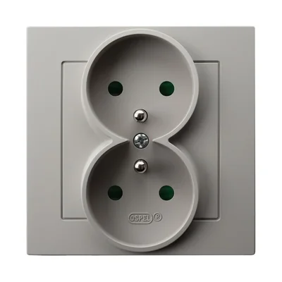 AS Double socket with grounding and current path shutters, cashmere