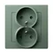 AS Double socket with grounding and current path shutters, matt green