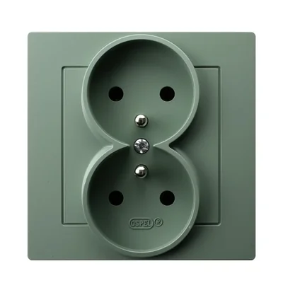 AS Double socket with grounding, green matt