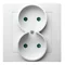 AS Double socket with shutters for current paths, white