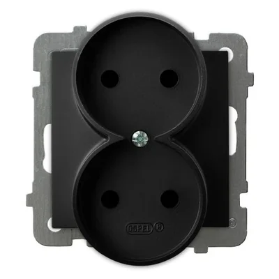 AS Double socket without frame, black metallic