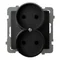 AS Double socket without frame, black metallic