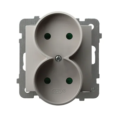 AS Double socket without frame with current path shutters cashmere