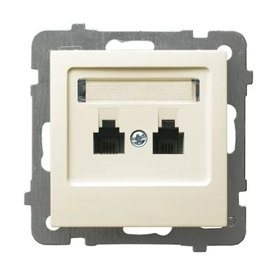AS Ecru double parallel telephone socket