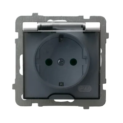 AS Gniazdo bryzgoszczelne z uziemieniem schuko IP44 z przesłonami torów prądowych klapka dymna białe