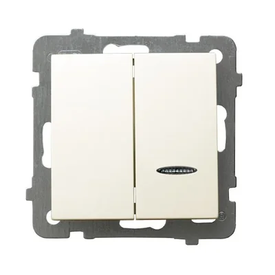 AS Interruptor de vela de dos grupos con retroiluminación color crudo, sin marco