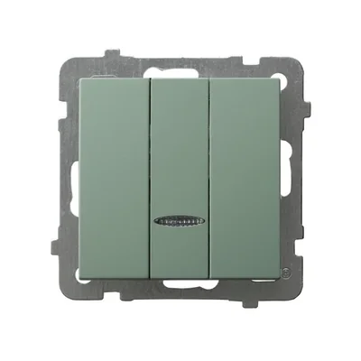 AS Interruttore triplo con illuminazione blu, verde opaco