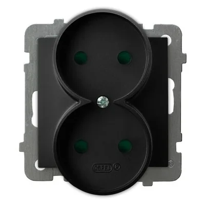 AS Presa doppia senza cornice con otturatori per il passaggio della corrente, nero metallizzato