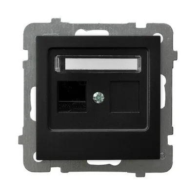 AS Single computer socket category 5e black metallic RJ-45