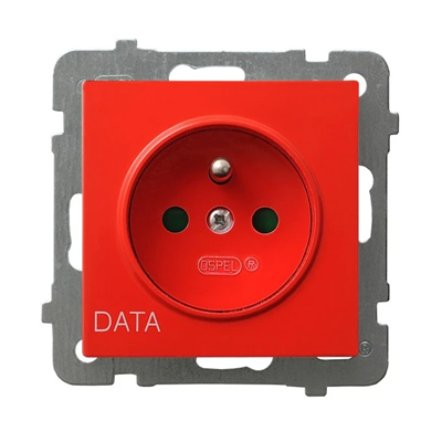 AS Single socket outlet DATA white, equipped with shutters for current paths