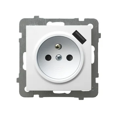AS Single socket outlet with earthing and shutters for current paths, with USB charger white