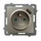 AS Single socket outlet with earthing, current paths shutters, satin light USB charger