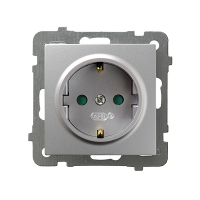 AS Single socket-outlet with earthing schko with shutters for current paths silver