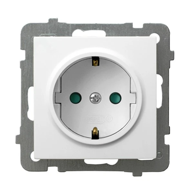 AS Single socket-outlet with earthing, white, equipped with shutters for current paths