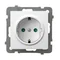 AS Single socket-outlet with earthing, white, equipped with shutters for current paths