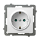 AS Single socket-outlet with earthing, white, equipped with shutters for current paths