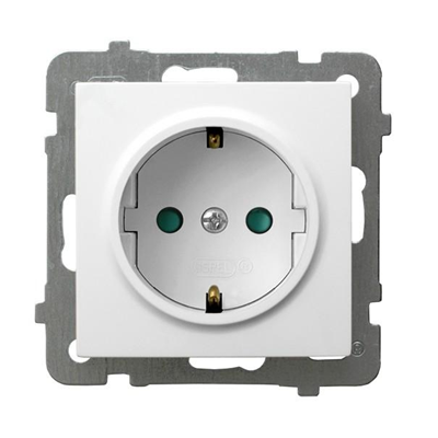 AS Single socket-outlet with earthing, white, equipped with shutters for current paths