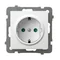 AS Single socket-outlet with earthing, white, equipped with shutters for current paths