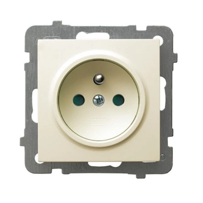 AS Single socket outlet with ecru grounding, equipped with shutters for current paths