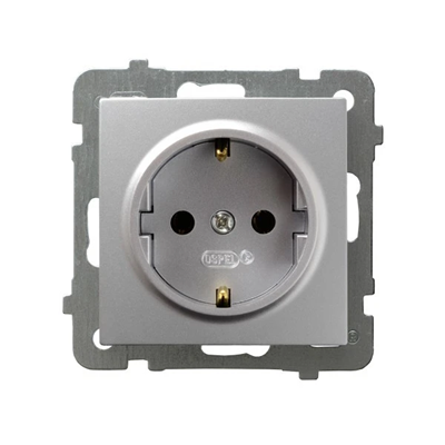 AS Single socket with earthing schko silver