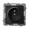AS Single socket with grounding and current path shutters with USB charger, black metallic