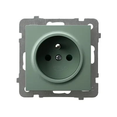 AS Single socket with grounding, green matt