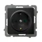 AS Single socket with grounding, schuko, black metallic, equipped with current path shutters
