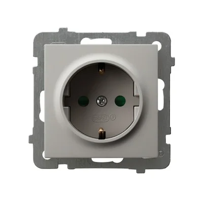 AS Single socket with grounding Schuko with current path shutters Cashmere