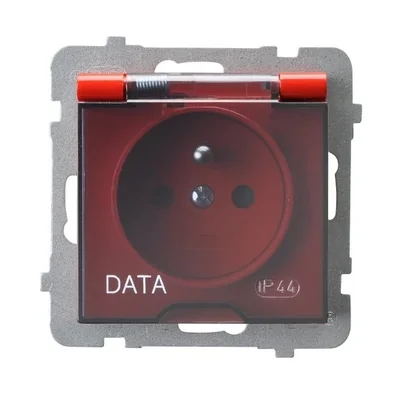 AS Splash-proof socket with grounding DATA IP44 smoke flap red