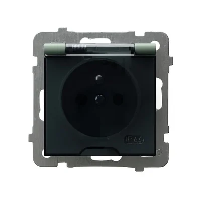 AS Splash-proof socket with grounding IP44 smoke flap green matt