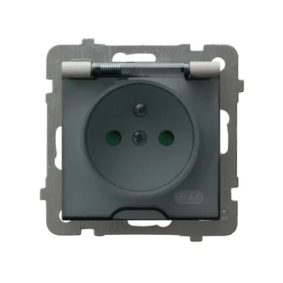 AS Splash-proof socket with grounding IP44 with current path shutters, smoke flap cashmere