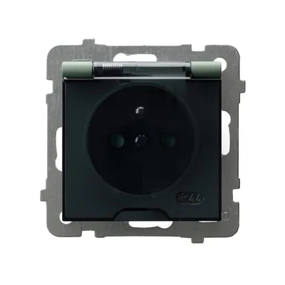 AS Splash-proof socket with grounding IP44 with current path shutters, smoke flap, green matt