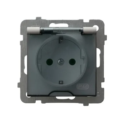 AS Splash-proof socket with grounding schuko IP44 smoke flap cashmere
