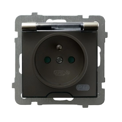 AS Splashproof socket with groundingIP-44 with shutters for current paths transparent satin light cover