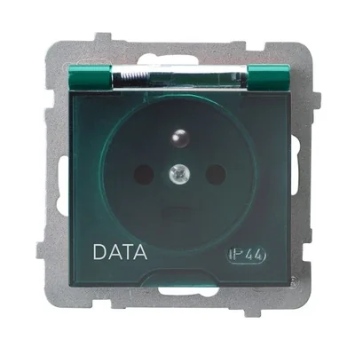 AS Toma de corriente protegida contra salpicaduras con toma de tierra DATA IP44 trampilla de humo verde