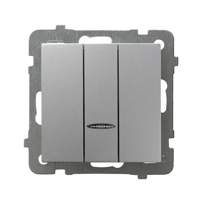 AS Triple switch with blue illumination silver