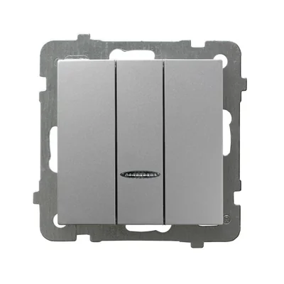AS Triple switch with blue illumination silver