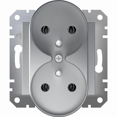 ASFORA 2P+PE Doppelsteckdose für Aluminiumrahmensystem