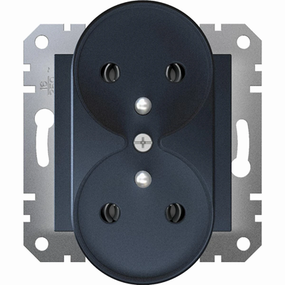 ASFORA 2P+PE double socket for the anthracite frame system