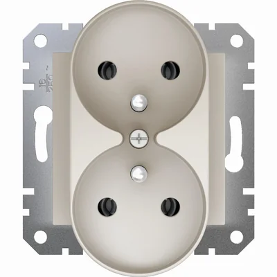 ASFORA 2P+PE double socket for the cream frame system