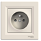 ASFORA Base de enchufe individual 2P + PE con cubrecorriente, color crema