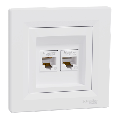 ASFORA Computer socket 2x RJ45 cat.5e UTP white