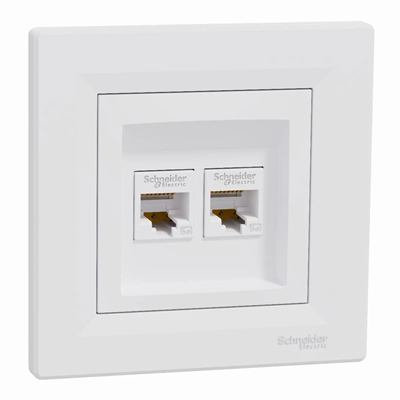 ASFORA Computer socket 2x RJ45 cat.5e UTP white