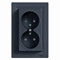 ASFORA Double socket 2P+PE anthracite