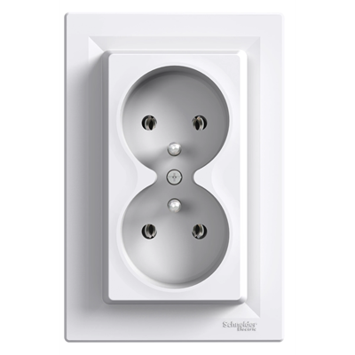 ASFORA Double socket 2P+PE white