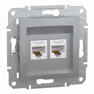 ASFORA Gniazdo komputerowe 2x RJ45 kat.5e UTP bez ramki aluminium