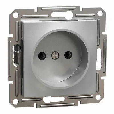 ASFORA Gniazdo pojedyncze 2P bez ramki aluminium