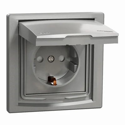 ASFORA Gniazdo pojedyncze SCHUKO IP44 aluminium